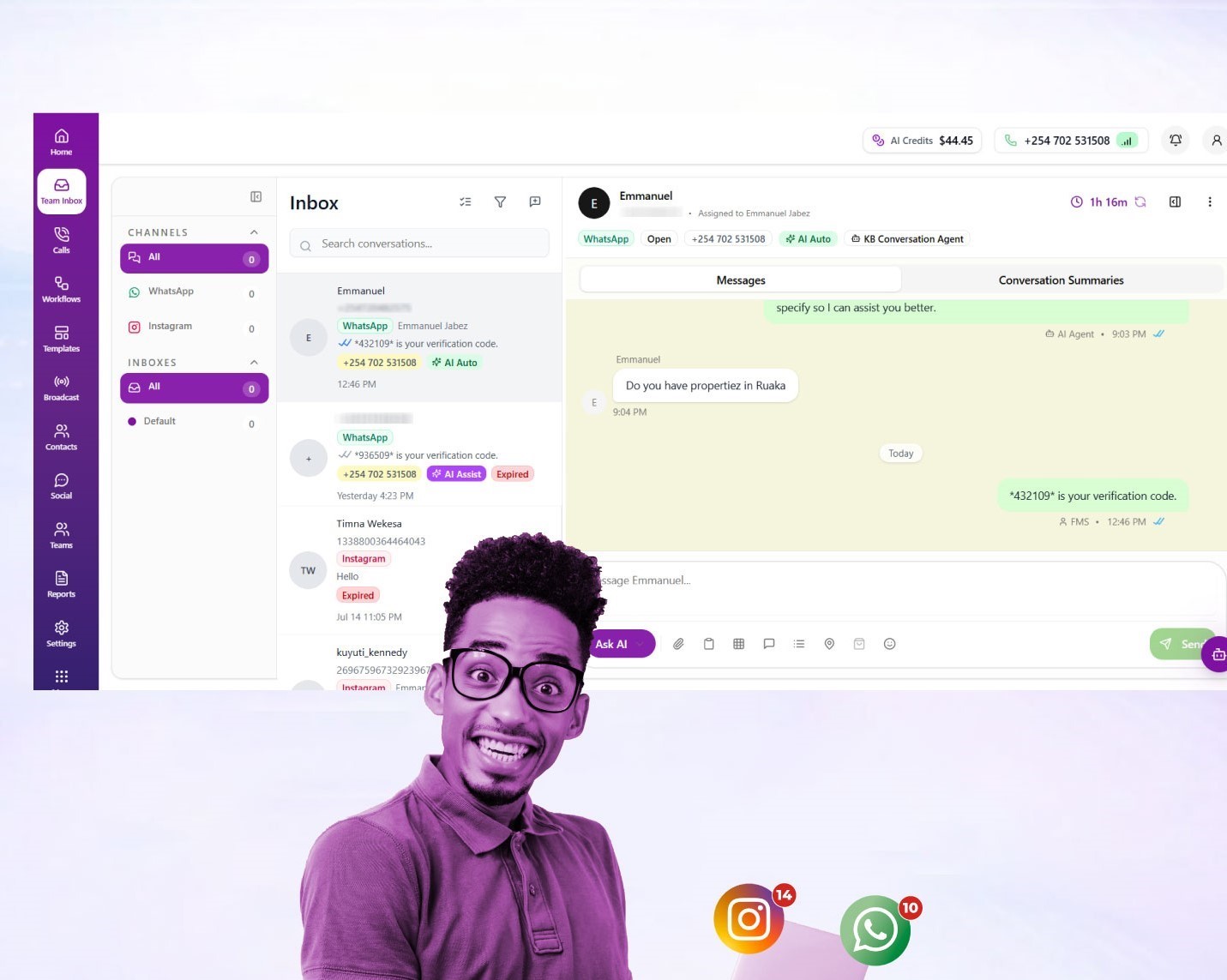 Nautix omnichannel inbox demo